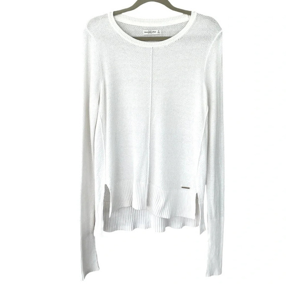 Abercrombie & Fitch White Textured Knit Sweater Women’s Medium Long Sleeve A&F - Picture 1 of 10
